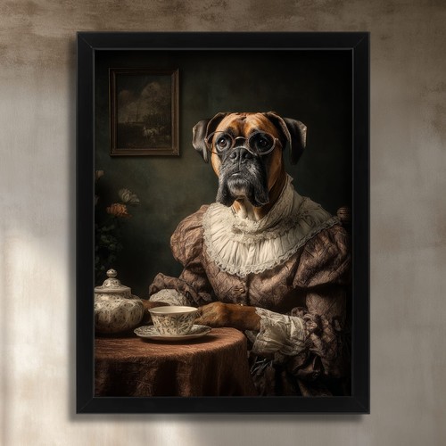 Victorian boxer dog portrait - boxer,