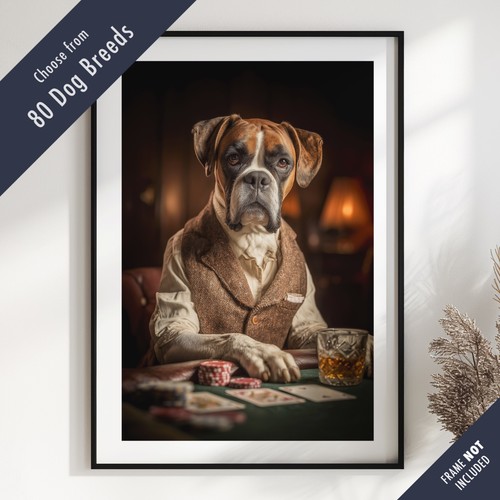 Dog playing poker portrait - playing,