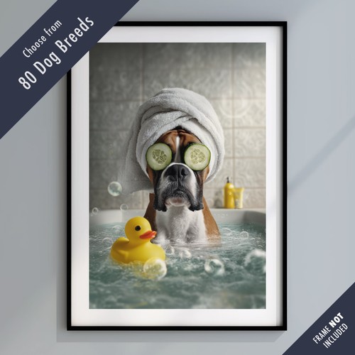 Funny dog bath print - in,
