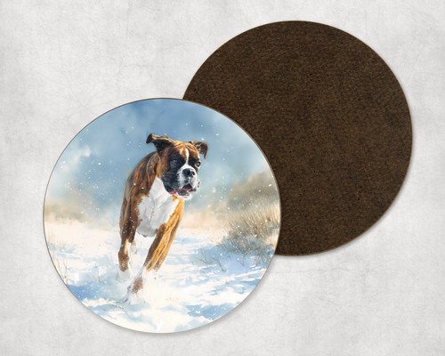 Boxer dog running snow - dog,