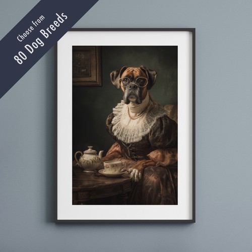 Funny dog tea party - funny, print