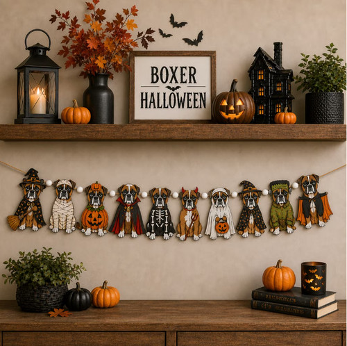 Wooden garland boxer dog - garland,