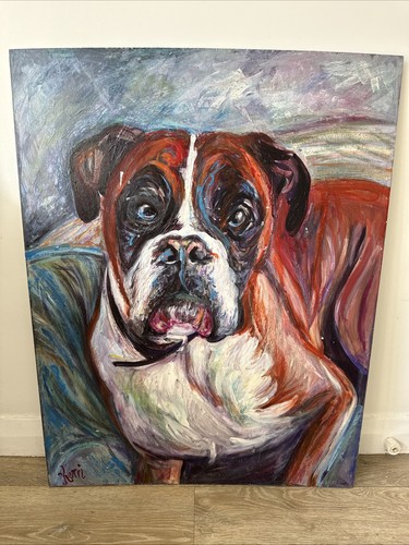 Boxer dog oil painting - boxer,