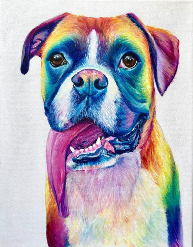 Original painting boxer - boxer, dog