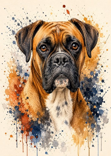 Boxer art print colour - art,