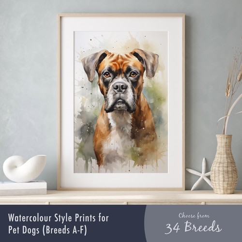 Dog watercolour style print - watercolour,