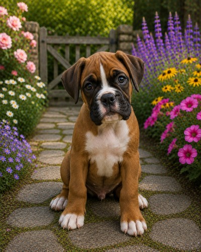 Boxer puppy dog print - puppy,