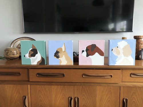 Dog paintings canvas - x4,