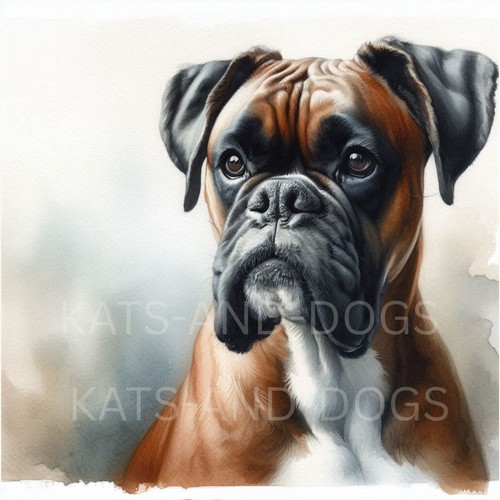 Boxer dog watercolour art - boxer,